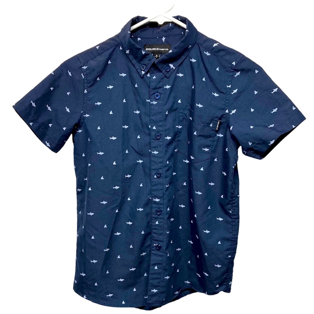 Molokai Surf Co. SS Shirt S8 Navy w/ Shark Design